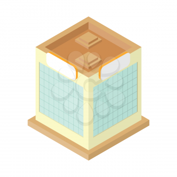 Isometric factory design, low poly business real estate