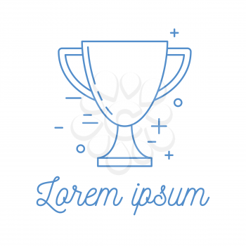 Trophy illustration, thin line winning design with cup