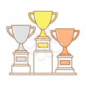 Trophy cup set of golden, bronze and silver cup, vector concept