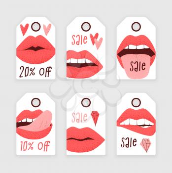 Lipstick sale ad with sexy lips, white mockup