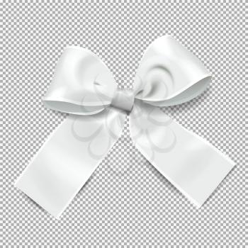 Transparent background with silver bow, holiday decoration
