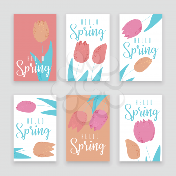 Tulip pink, red and orange spring vector design, colorful concept