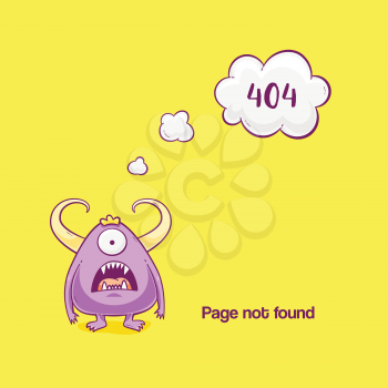 404 error with monster, vector cute illustration