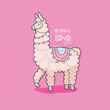 No drama llama, vector illustration with inspirational quote
