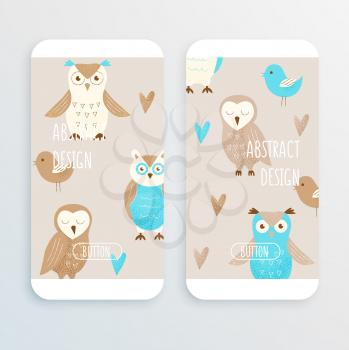 Cute owl, hand drawn design concept, mobile phone mockup
