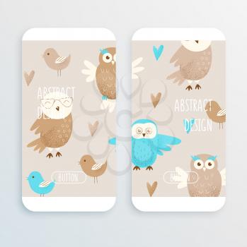 Cute owl, hand drawn design concept, mobile phone mockup