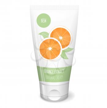 Citrus cosmetics with orange, white tube cosmetics mockup