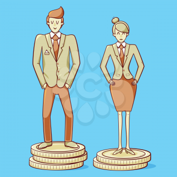 Gender gap, man and woman are getting different salary, gender inequality