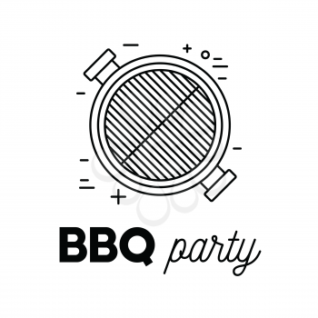 Barbecue party with grill, line art logotype design