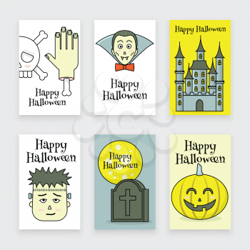 Halloween posters set, spooky castle, vampire and zombie