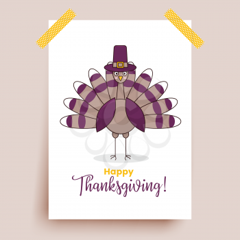 Thanksgiving poster with turkey in hat