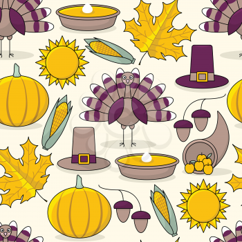 Thanksgiving day, vector seamless pattern, colorful design