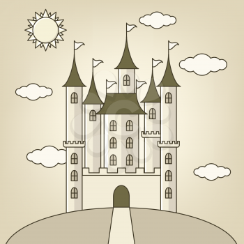 Castle of princess with  clouds and sun, doll design