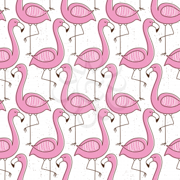 Flamingo seamless pattern, vintage exotic vector design 