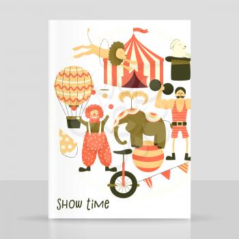Circus set of characters, cute stipple design