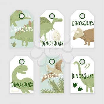 Dinosaurs vector design, tyrannosaurus rex, triceratops and diplodocus