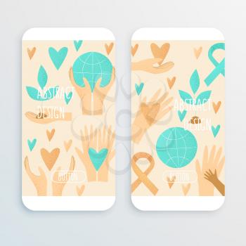 Philanthropy design, vector donation concept, charity illustration. Cell phone mockup