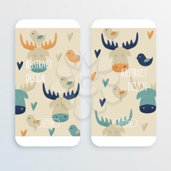 Moose, vector cell phone mochup with hearts and birds