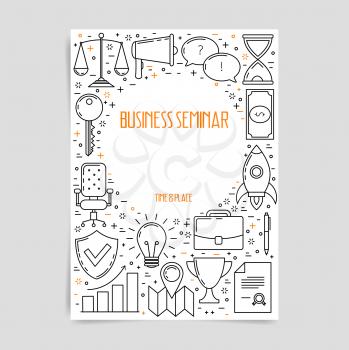 Business seminar poster, conference line art template