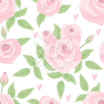 Romantic wedding concept with rose, vintage vector design seamless pattern
