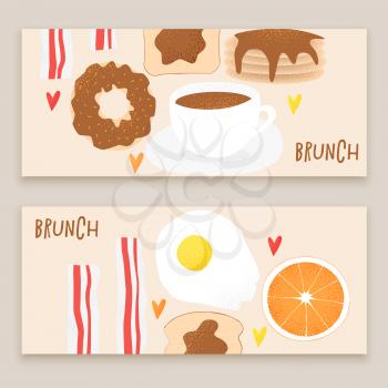 Breakfast vector concept, brunch illustration with donut
