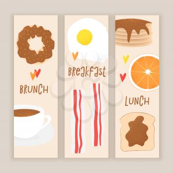 Breakfast vector concept, brunch illustration with donut