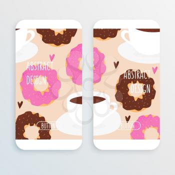 Donut and tea cup design, love concept with hearts