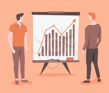 Business growth vector illustration with graph and two man
