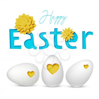 Easter eggs with papercut effect, festive vector realistic design