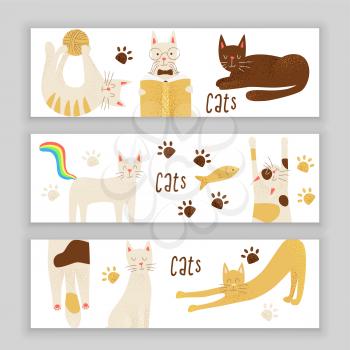 Cats vector banner concept, friendly and childish design