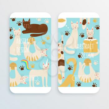 Cats vector cell phone concept, friendly and childish design