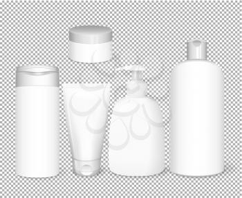 Cosmetics white templates set, vector 3D concept on transparent background