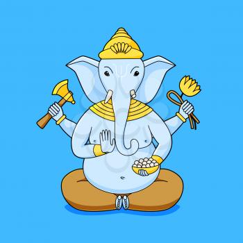 Ganesha illustration, HIndu god, a man with a head of an elephant