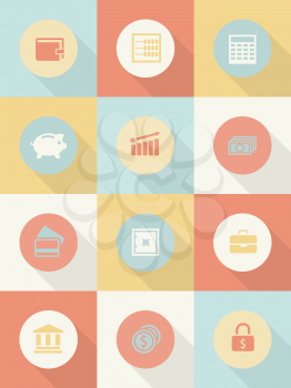 Money and business icons set. Vector eps10 illustration
