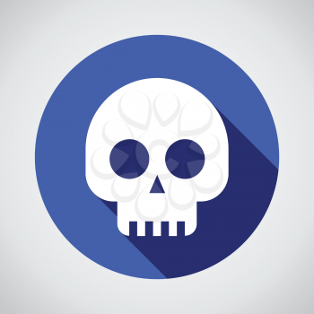 Skulls icon on blue background. Isolated object.