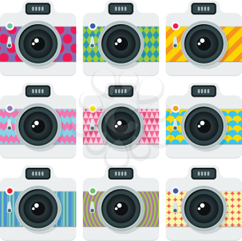 Flat style set of cameras. Vector icons illustration.