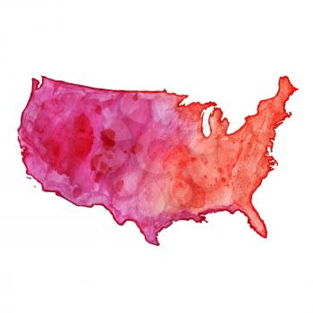 USA red watercolor vector map, US watercolor vector map, United States of America watercolor vector map