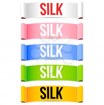 Silk product clothing labels. Vector.