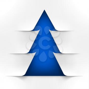 Abstract Blue Christmas Tree With White Cover. Abstract Blue New Year Tree With White Cover
