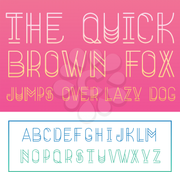 The quick brown fox jumps over the lazy dog - latin alphabet letters. Vector.
