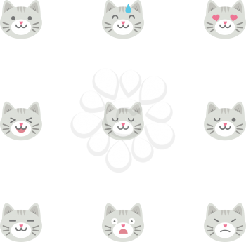 Cats' emoticons. Isolated vector illustration on white background