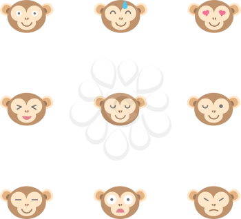 Monkey emoticons. Isolated vector illustration on white background