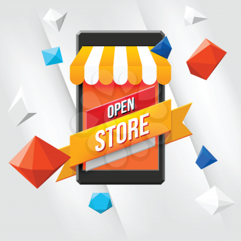 Online shopping concept with white background. Mobile market .Vector illustration.