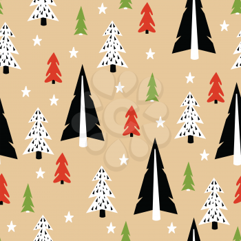 Seamless Christmas Tree Pattern. Christmas Texture. New Year Background.