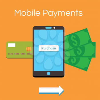 Mobile payments and mobile transactions. Vector illustration