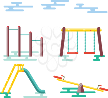 Kids Playground on White Background. Vector Illustration