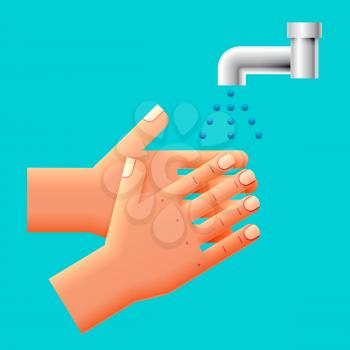 Wash Your Hands Sign, Icon, Illustration.