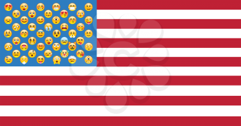 US Flag with Emojis. 4th of July. Flag for Happy Independence Day. July Fourth Vector Design
