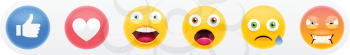3D Emoji Set Like Social Icons. Buttons for Expressing Social Emotions.Set of Emoticons. Vector Illustration EPS 10