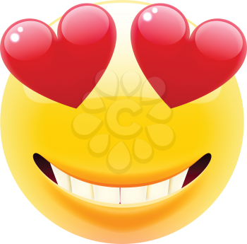 Smiling Face With Heart-Eyes Emoji. Smiley Face. Happy Emoticon. Laughing Emoticon. Smile icon. Isolated Vector Illustration on White Background